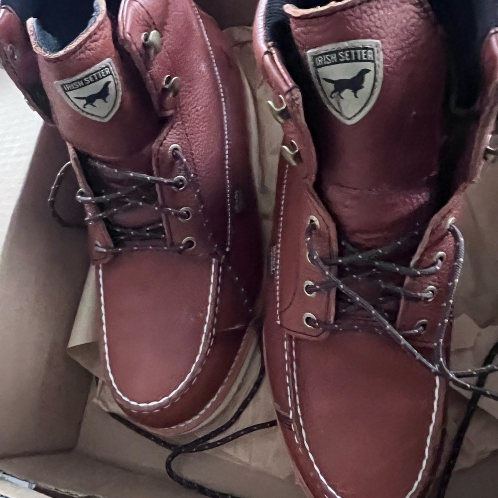 Red wing Irish Setter Men’s Chestnut Brown Leather Lace-Up Work Boots - Picture 3 of 9